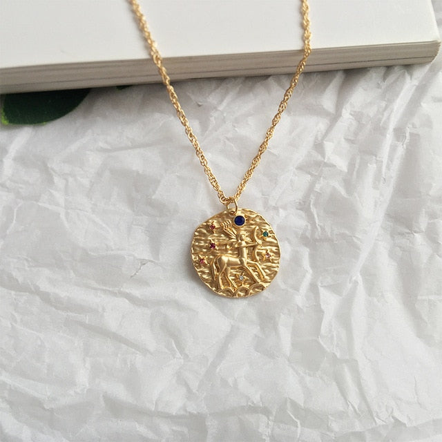 12 Zodiac Necklace Gold Necklace for Women Jewelry Party Gift