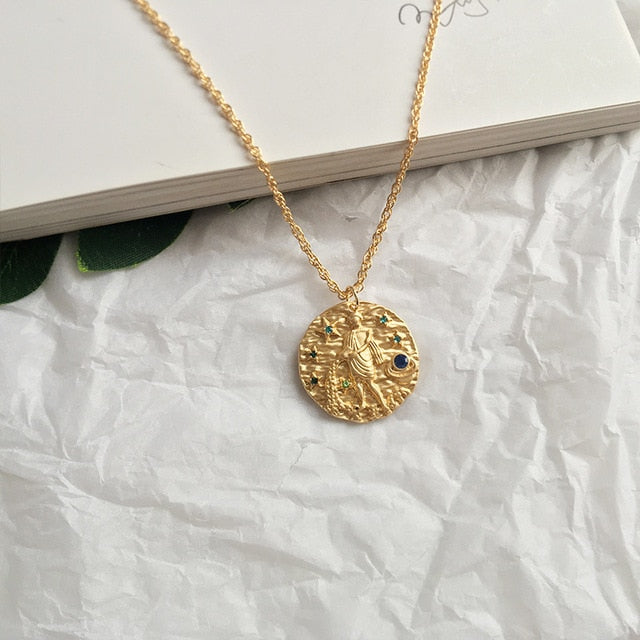 12 Zodiac Necklace Gold Necklace for Women Jewelry Party Gift