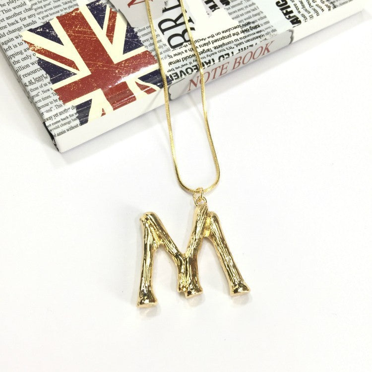 Bubble Letter Necklace Gold Color Snake Chain Choker Collar Necklaces for Women