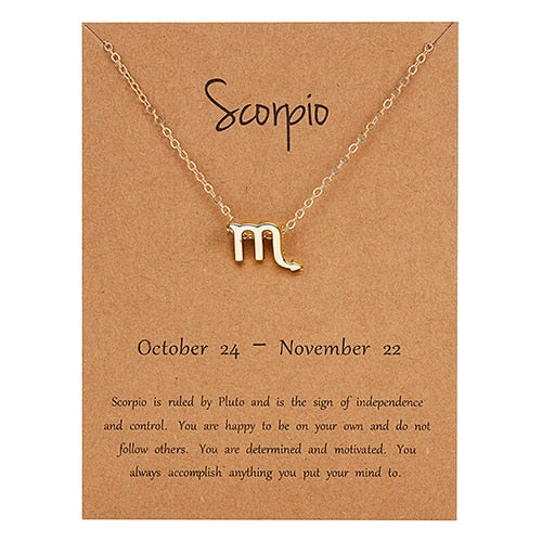12 Constellation Necklaces Pendant Charm Gold Necklaces for Women Jewelry Cardboard