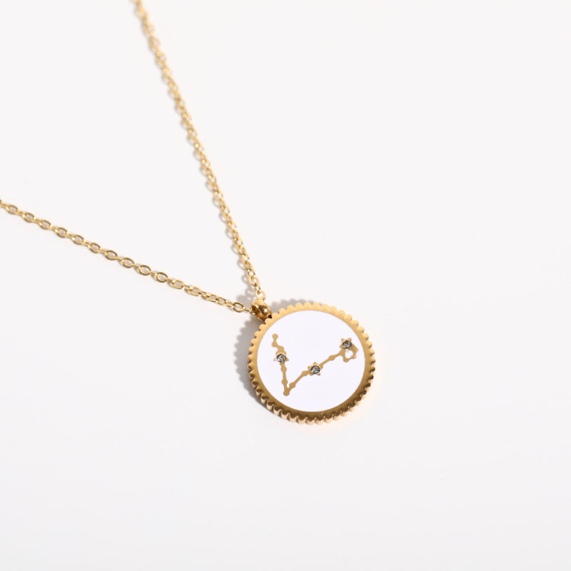 Twelve Constellation 12 Constellation Star Map Pendant Round Card Necklace