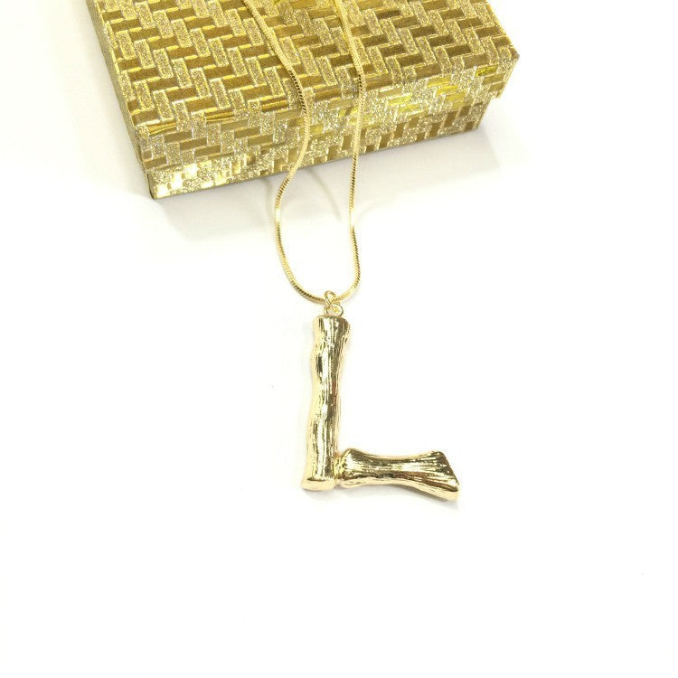 Bubble Letter Necklace Gold Color Snake Chain Choker Collar Necklaces for Women
