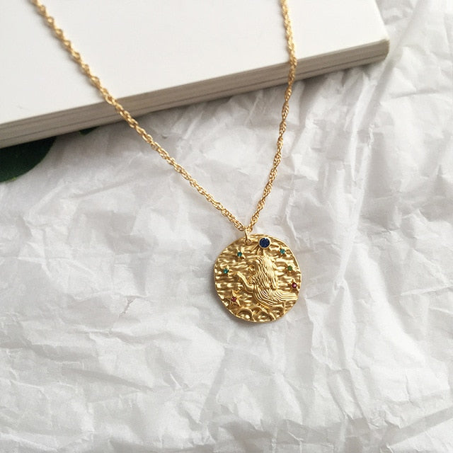 12 Zodiac Necklace Gold Necklace for Women Jewelry Party Gift