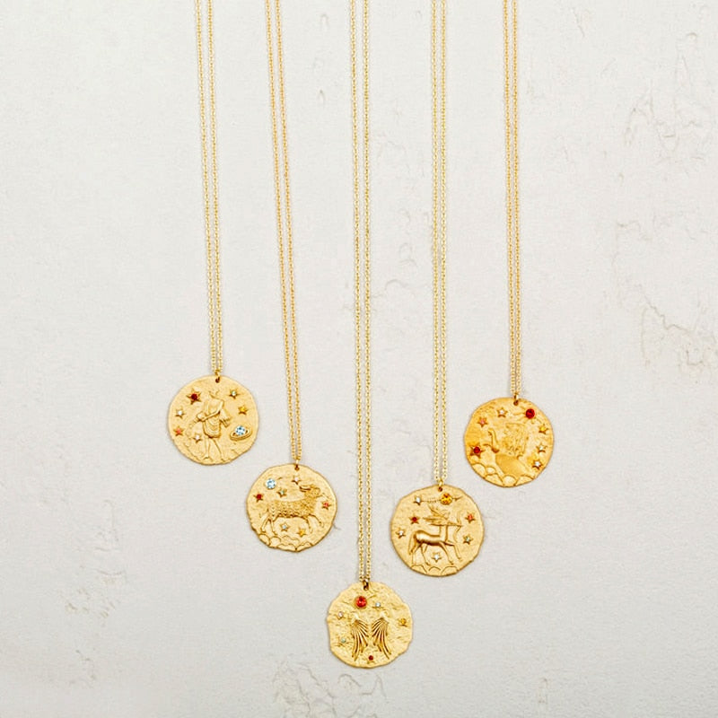 12 Zodiac Necklace Gold Necklace for Women Jewelry Party Gift