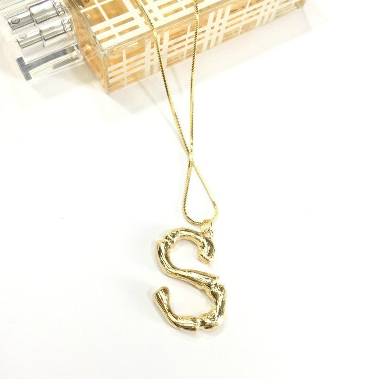 Bubble Letter Necklace Gold Color Snake Chain Choker Collar Necklaces for Women