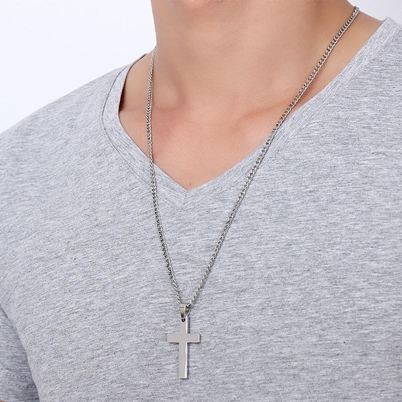 Classic Mens Cross Pendant Necklace 24