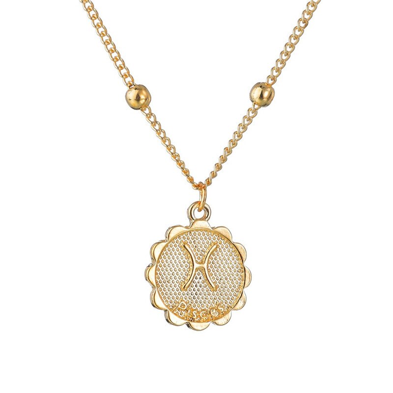 12 Constellations Gold Necklace for Women Trendy