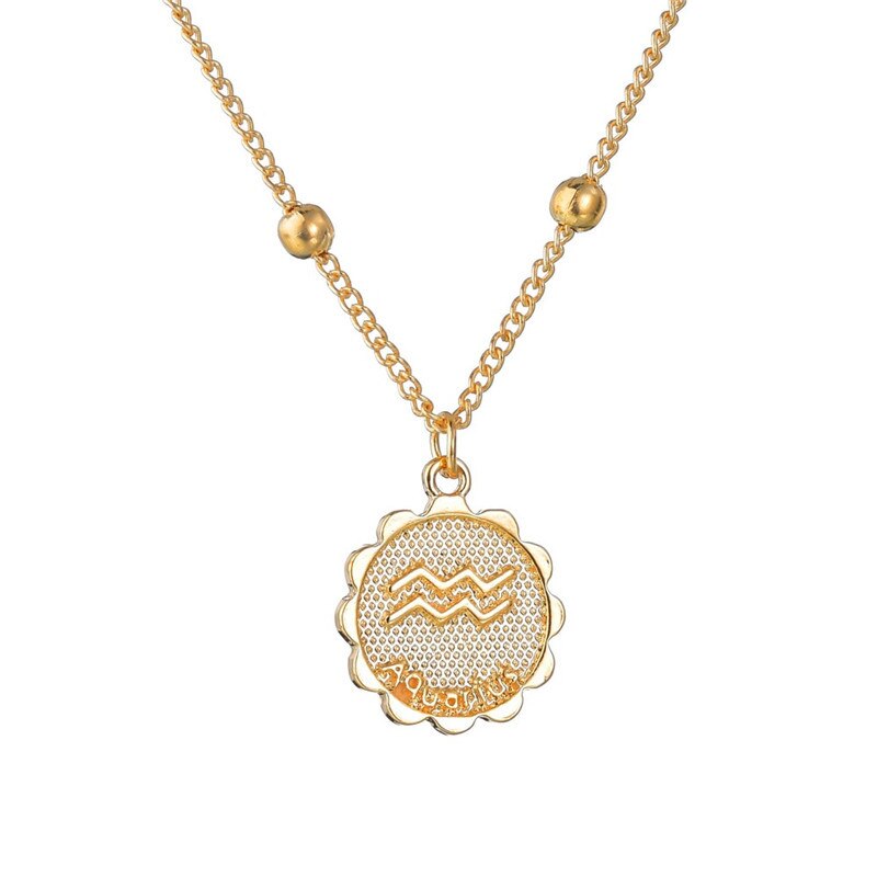 12 Constellations Gold Necklace for Women Trendy