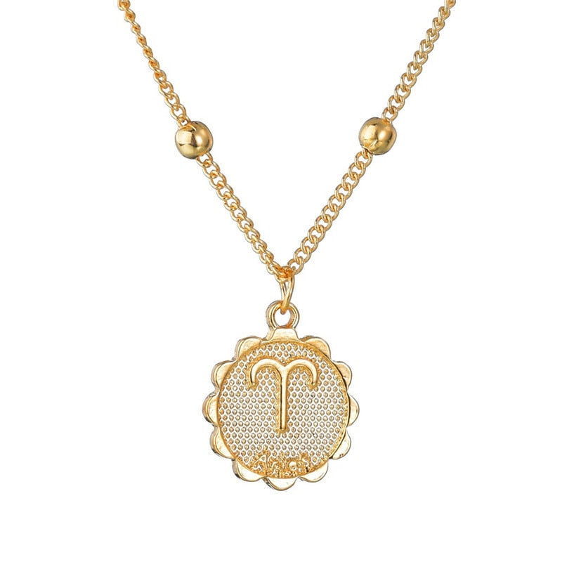 12 Constellations Gold Necklace for Women Trendy
