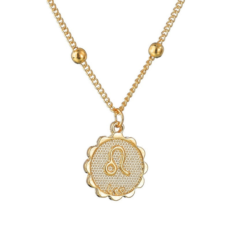 12 Constellations Gold Necklace for Women Trendy