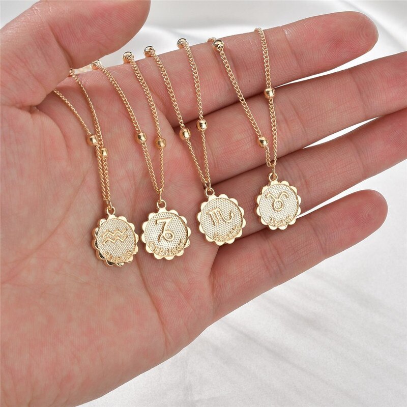 12 Constellations Gold Necklace for Women Trendy