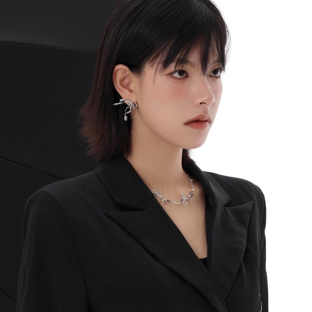Advanced High Street Metal Bow Necklace Chain Necklace