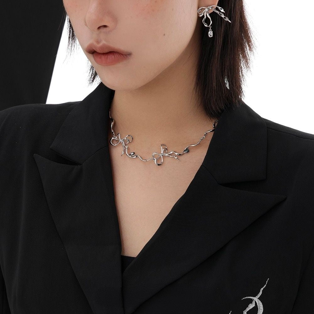 Advanced High Street Metal Bow Necklace Chain Necklace