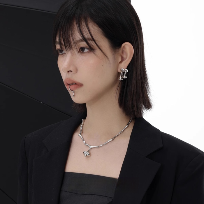 Mechanical Gyro Series Half Circle Original Design Silver Earrings for Women