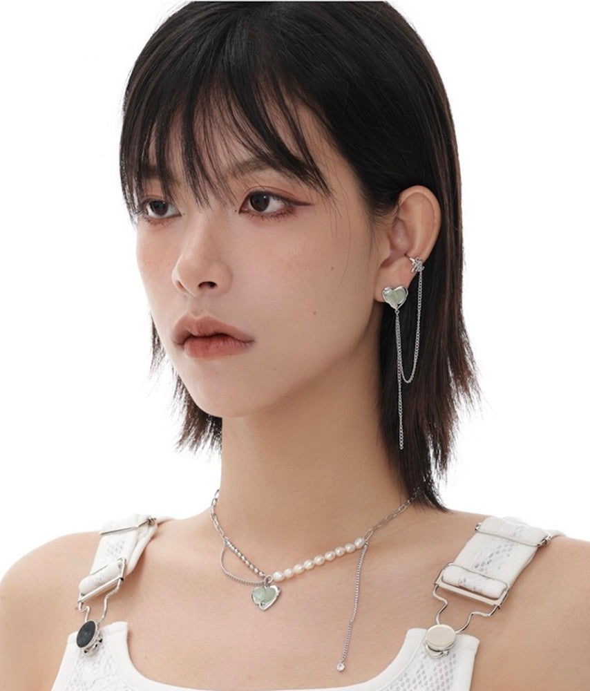Green Grape Love Silver Necklace Pendant Pearl Clavicle Chain