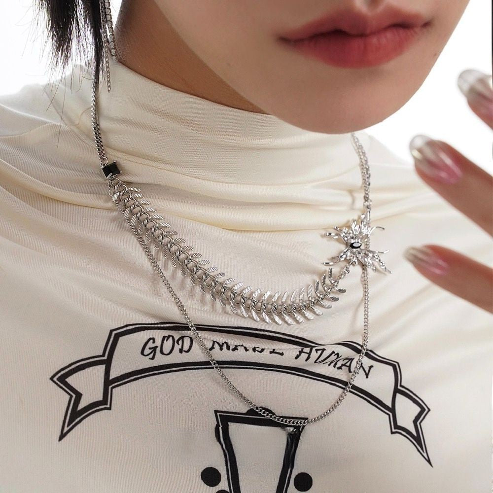 Biochemical Butterfly Black Zircon Necklace Multilayer Clavicular Chain