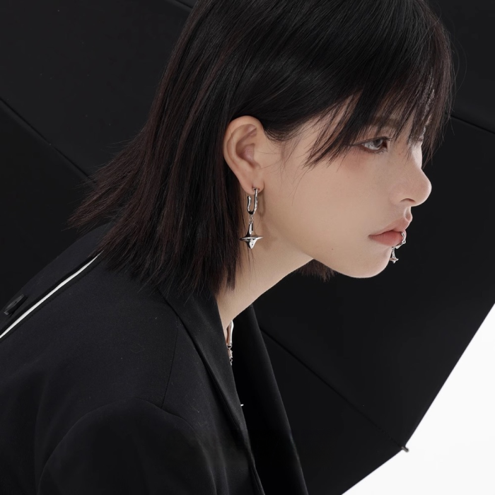 Mechanical Gyro Series Female Unisex High Street Silver Earrings for Women