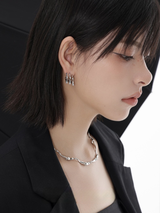 Mechanical Gyro Series Three Layer Effect Silver Earrings for Women
