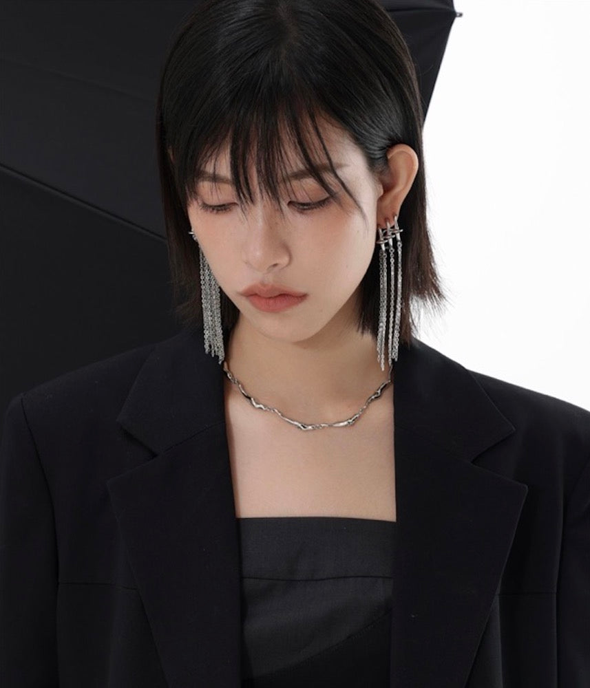 Mechanical Gyro Series Tassel Silver Earrings for Women