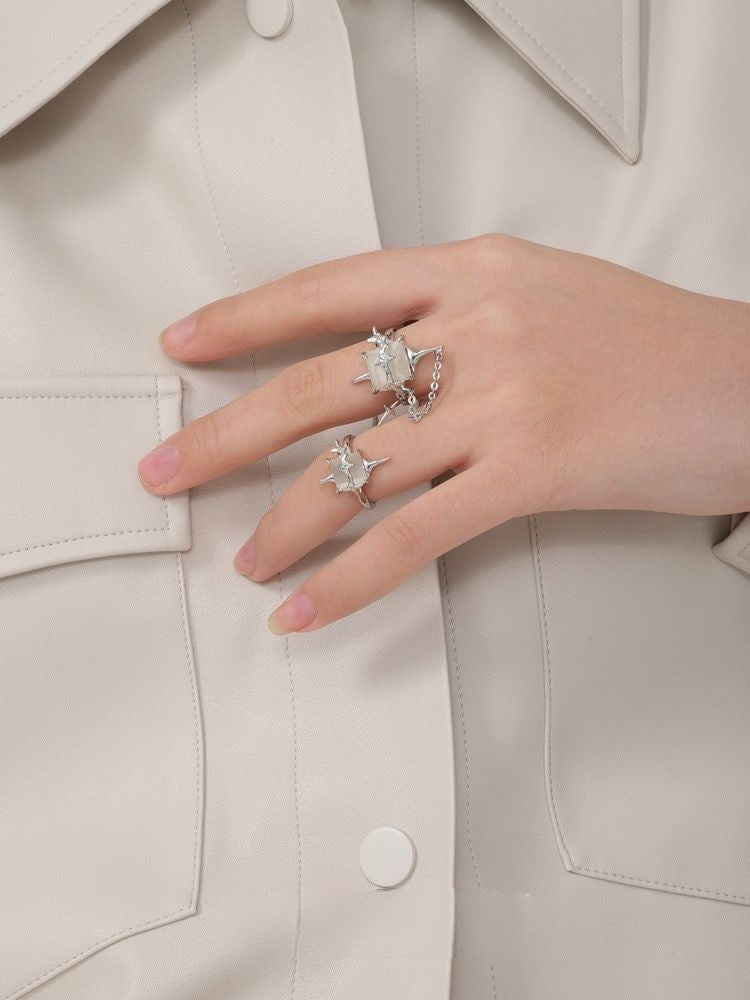 High Street Adjustable Pair Silver Rings for Women