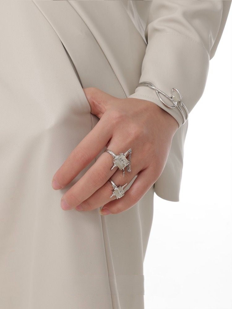 High Street Adjustable Pair Silver Rings for Women