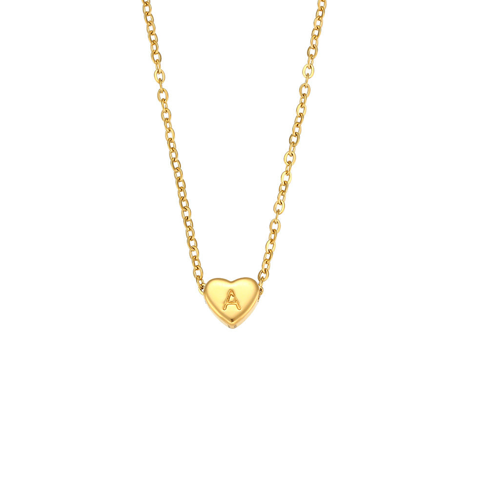 Gold Plated Delicate Heart Bubble Letter Necklace for Women