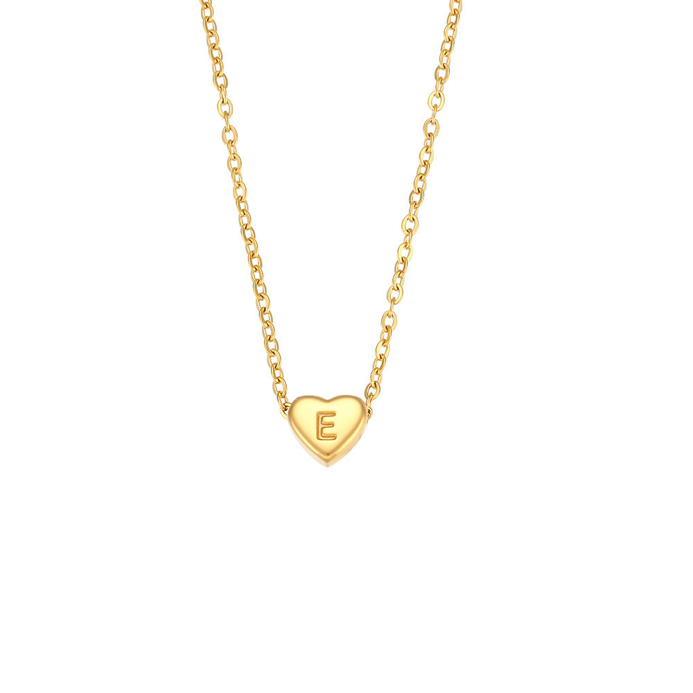 Gold Plated Delicate Heart Bubble Letter Necklace for Women