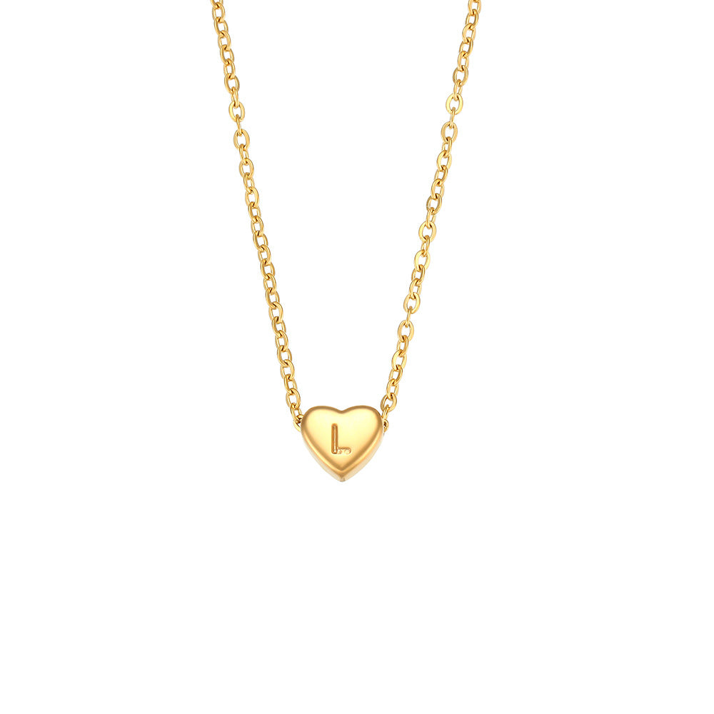 Gold Plated Delicate Heart Bubble Letter Necklace for Women
