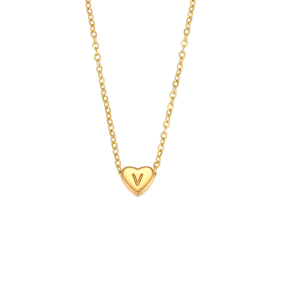 Gold Plated Delicate Heart Bubble Letter Necklace for Women