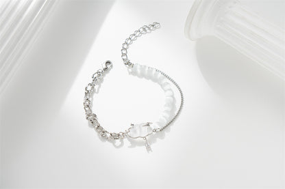 Cloud Lightning Cat's Eye Stone Bracelet – Silver Tone