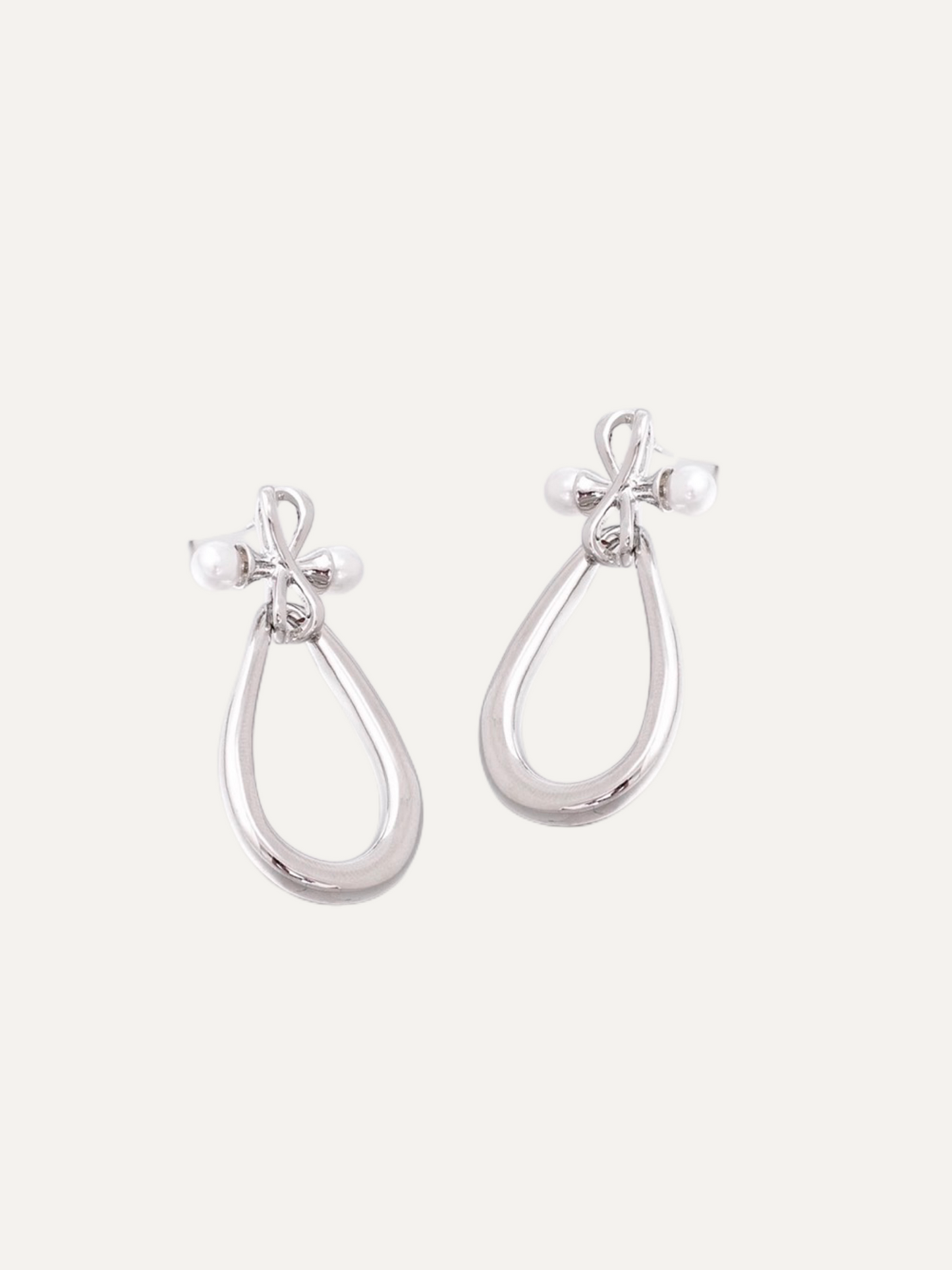 Cross Series Pearl Double Layered Silver Earrings for Women
