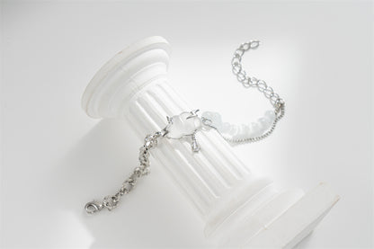 Cloud Lightning Cat's Eye Stone Bracelet – Silver Tone