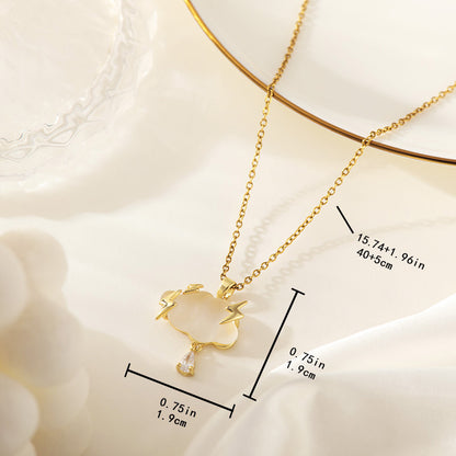 Cloud Lightning Necklace – Gold / Silver with Crystal Raindrop