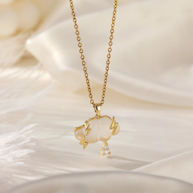 Cloud Lightning Necklace – Gold / Silver with Crystal Raindrop