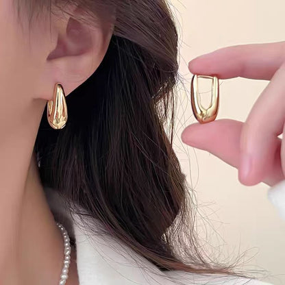 Chunky U-Hoop Earrings – Gold / Silver Polished Huggies