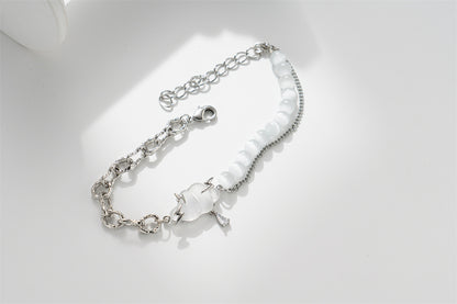 Cloud Lightning Cat's Eye Stone Bracelet – Silver Tone
