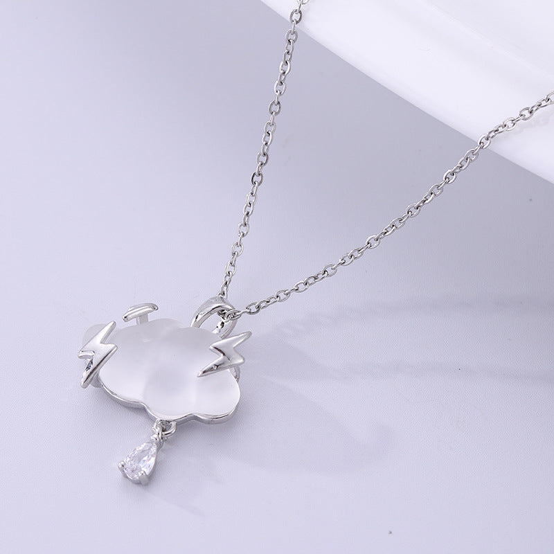Cloud Lightning Necklace – Gold / Silver with Crystal Raindrop
