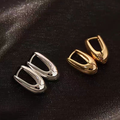 Chunky U-Hoop Earrings – Gold / Silver Polished Huggies