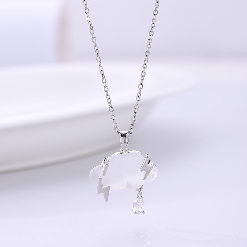 Cloud Lightning Necklace – Gold / Silver with Crystal Raindrop