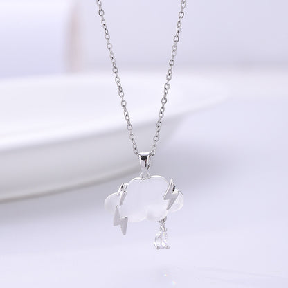 Cloud Lightning Necklace – Gold / Silver with Crystal Raindrop