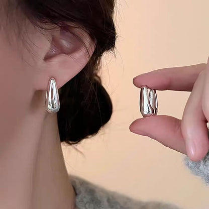 Chunky U-Hoop Earrings – Gold / Silver Polished Huggies