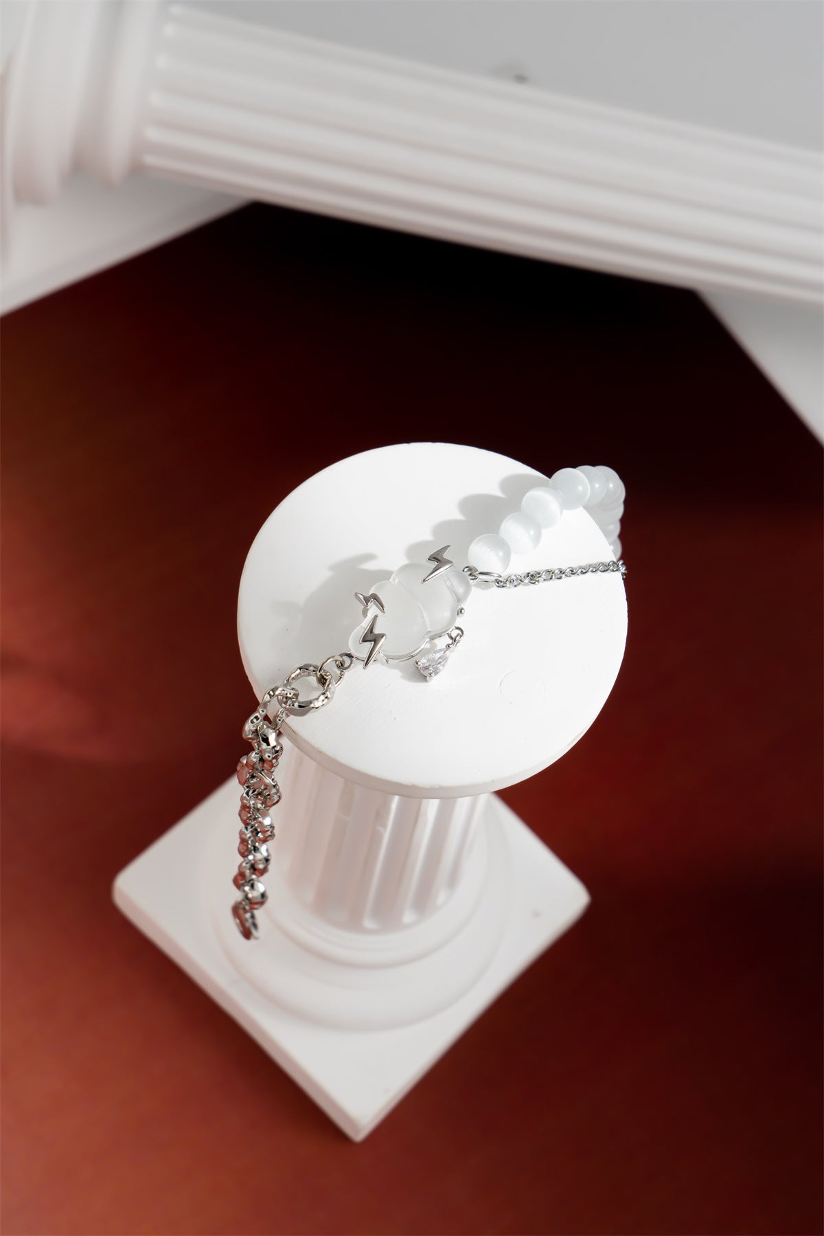 Cloud Lightning Cat's Eye Stone Bracelet – Silver Tone