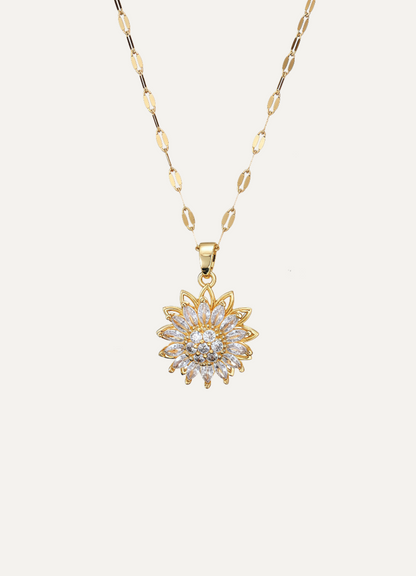 Sunflower Pendant Necklace – Gold Plated Oval Chain