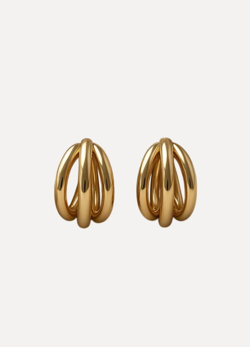 Triple Hoop Earrings – Gold Polished Layered Huggies