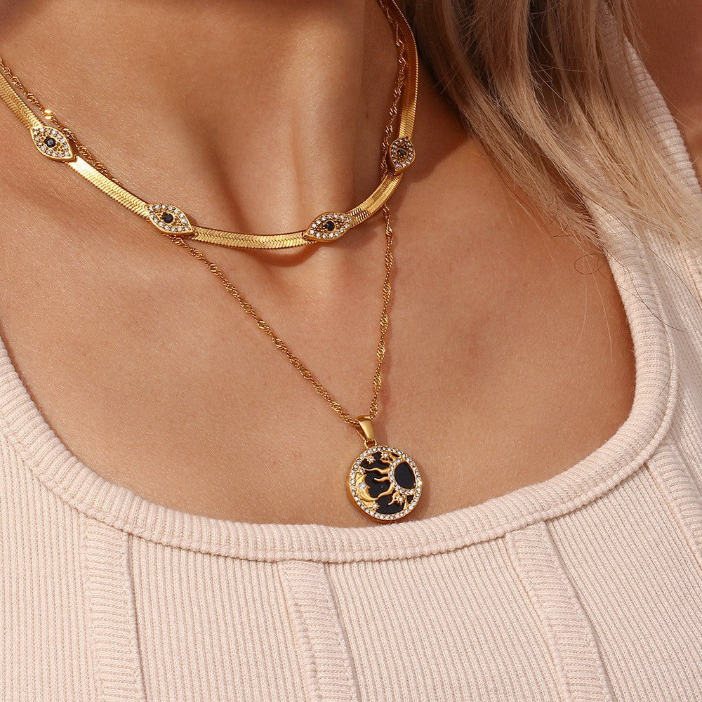 Gold Plated Sun Star Heart Necklace for Women