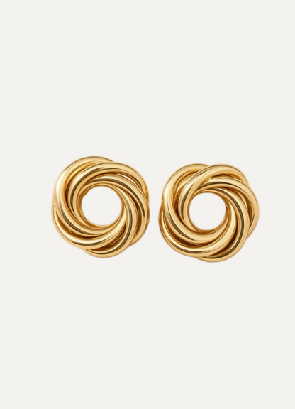 Interlaced Loop Knot Stud Earrings – Gold Polished