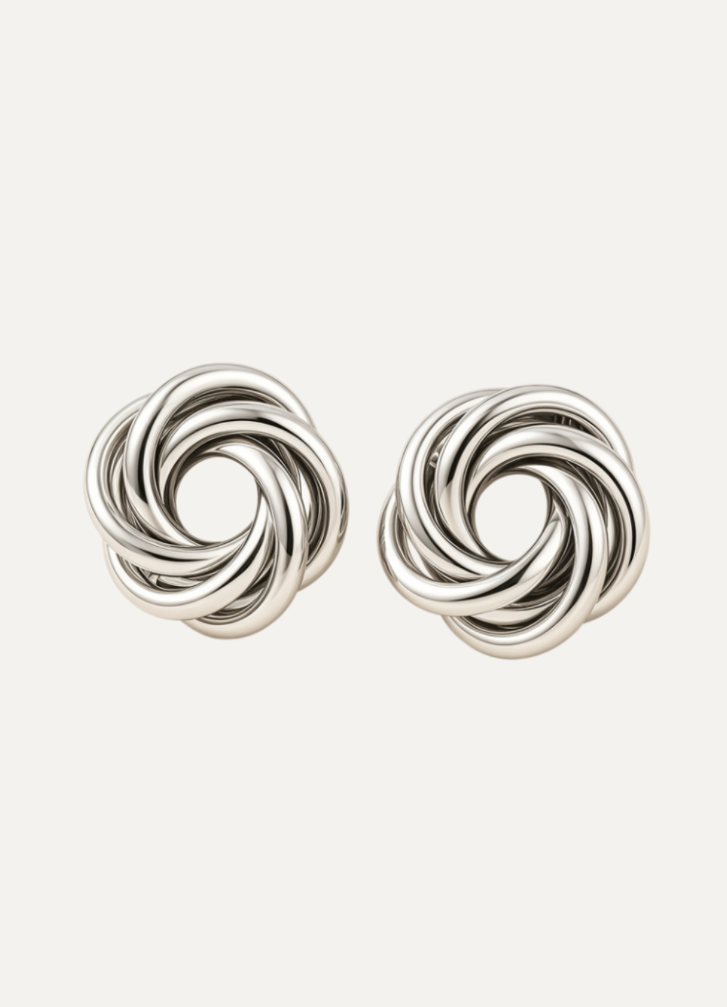 Interlaced Loop Knot Stud Earrings – Silver Polished