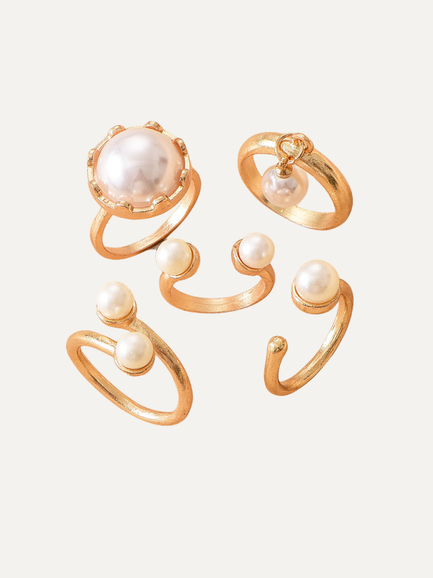 Gold Plated Pearl Ring Sets for Women