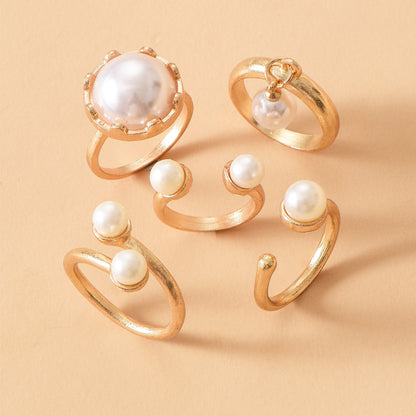 Gold Plated Pearl Ring Sets for Women