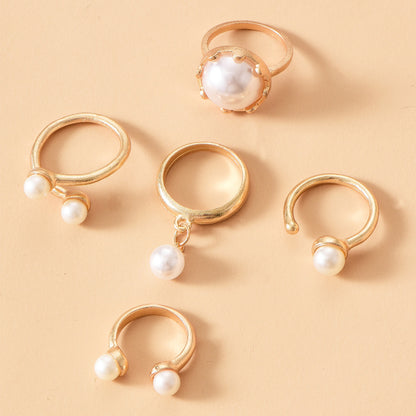 Gold Plated Pearl Ring Sets for Women